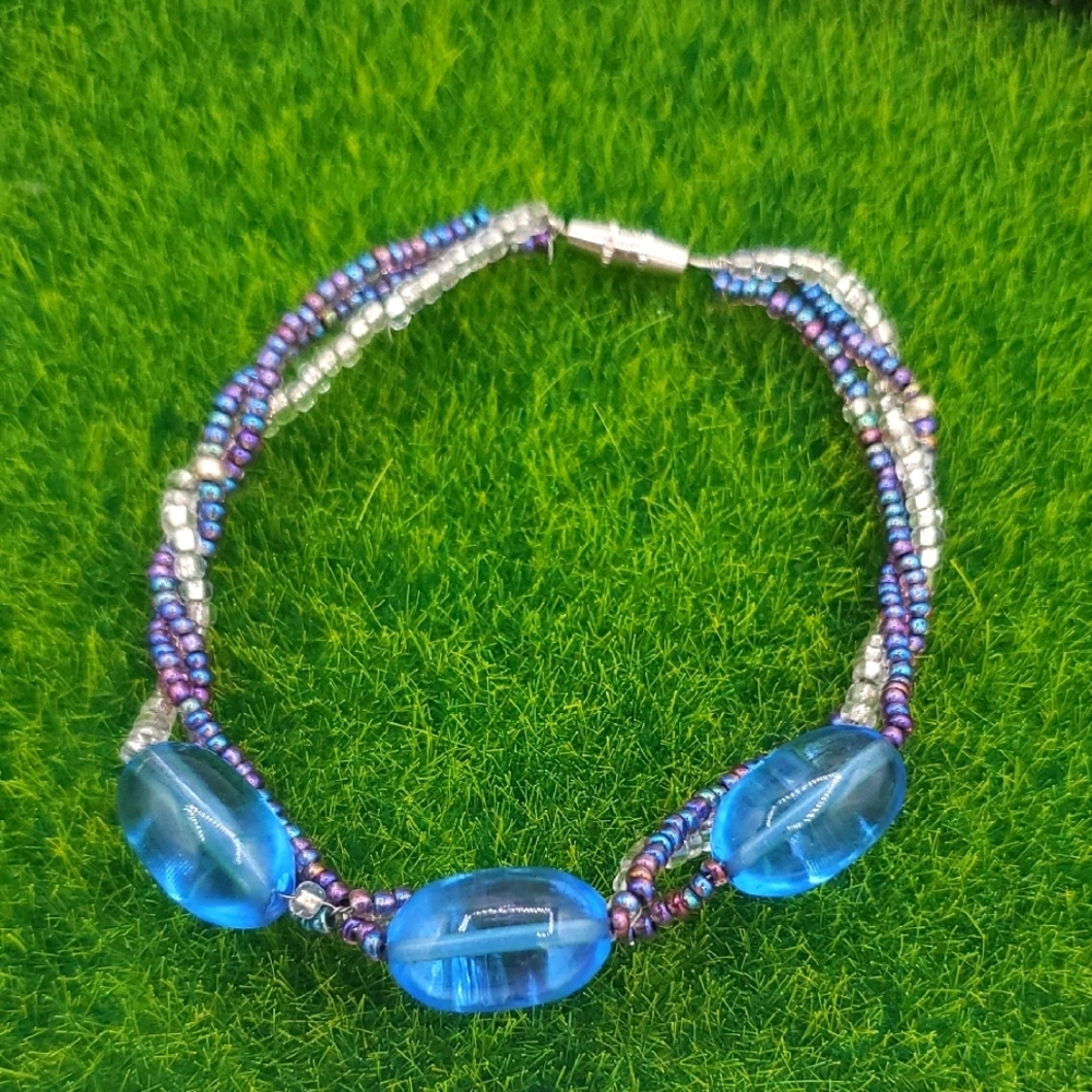Elegant Blue Beaded Cerulean Sky Bracelet B3001